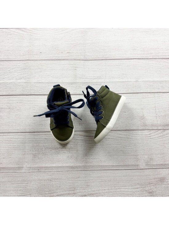 Cat & Jack Other - Cat & Jack Lace Up High Top Sneakers Olive Green Navy Toddler Casual Shoes 6